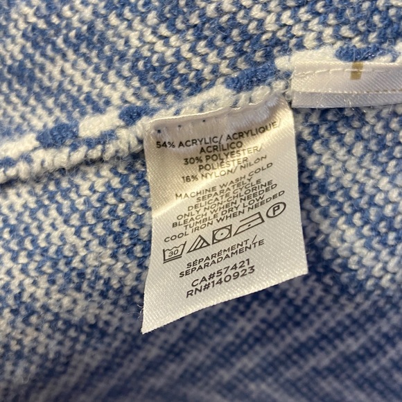 Ann Taylor Blue and White Chevron Thick Long Knit Hoodie size Medium - Picture 9 of 10